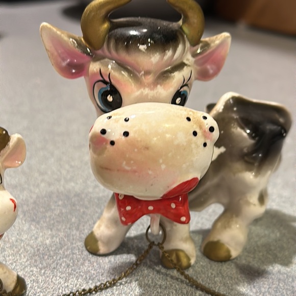 Vintage Japanese Animal Ceramic ANTHROPOMORPHIC cow Family Figurines - Picture 3 of 16